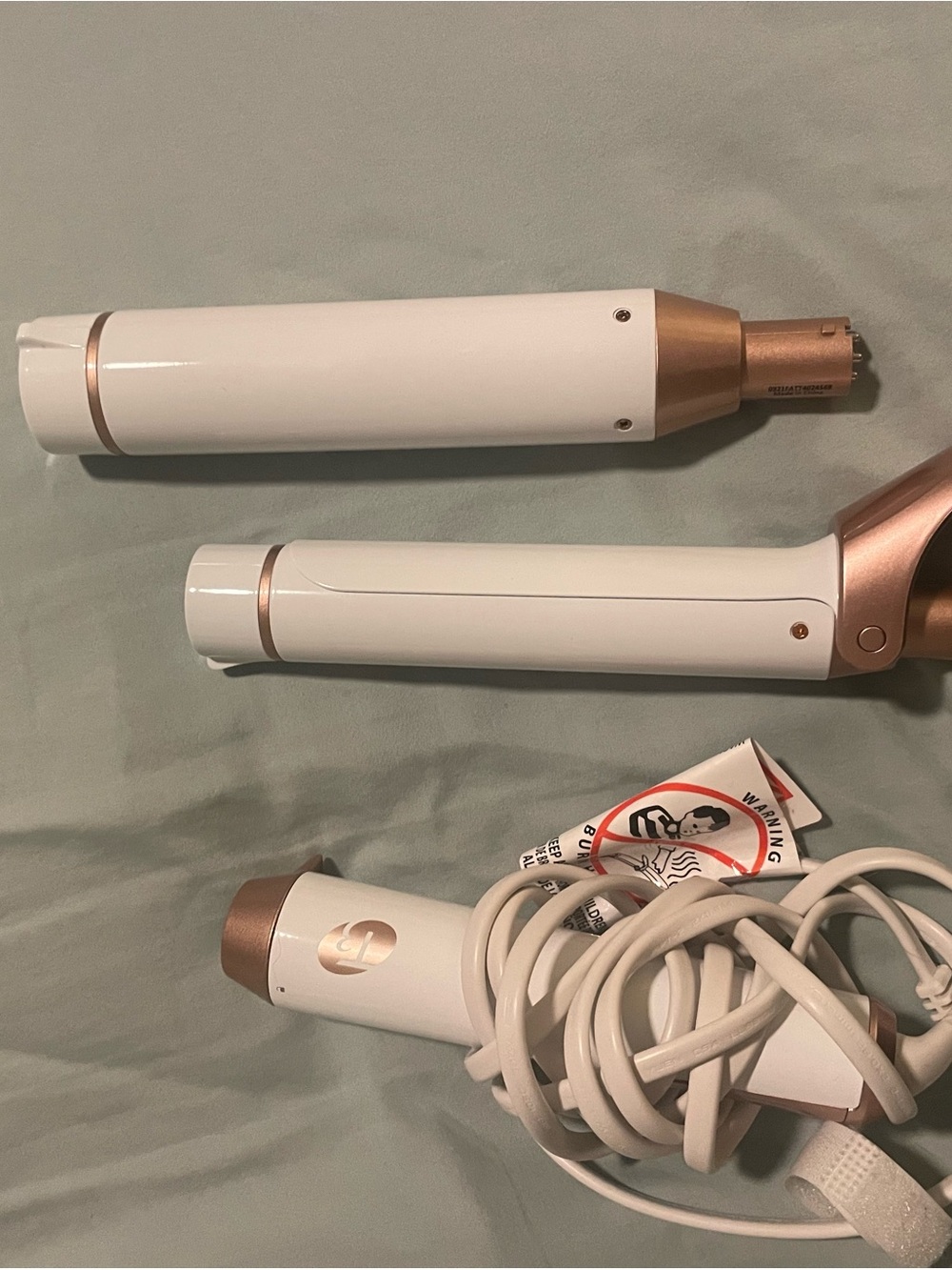 T3 White and Rose Gold 2 Interchangeable Styling Barrels and Base